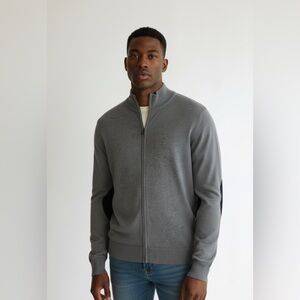 Real Cashmere Made in Italy Men's Gray Full-Zip Sweater